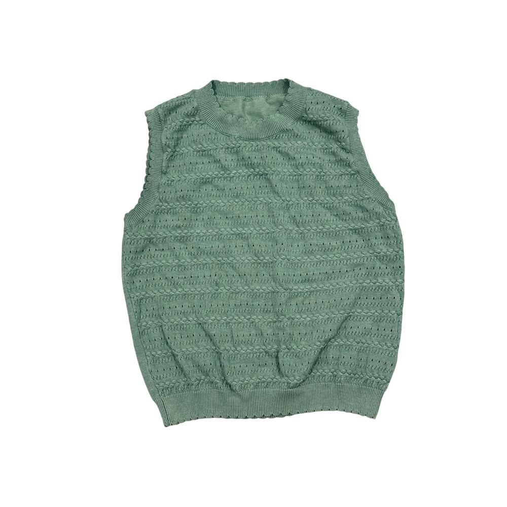 ZAFUL Women's Size L Sage Green Cable Knit Sweater Vest Top